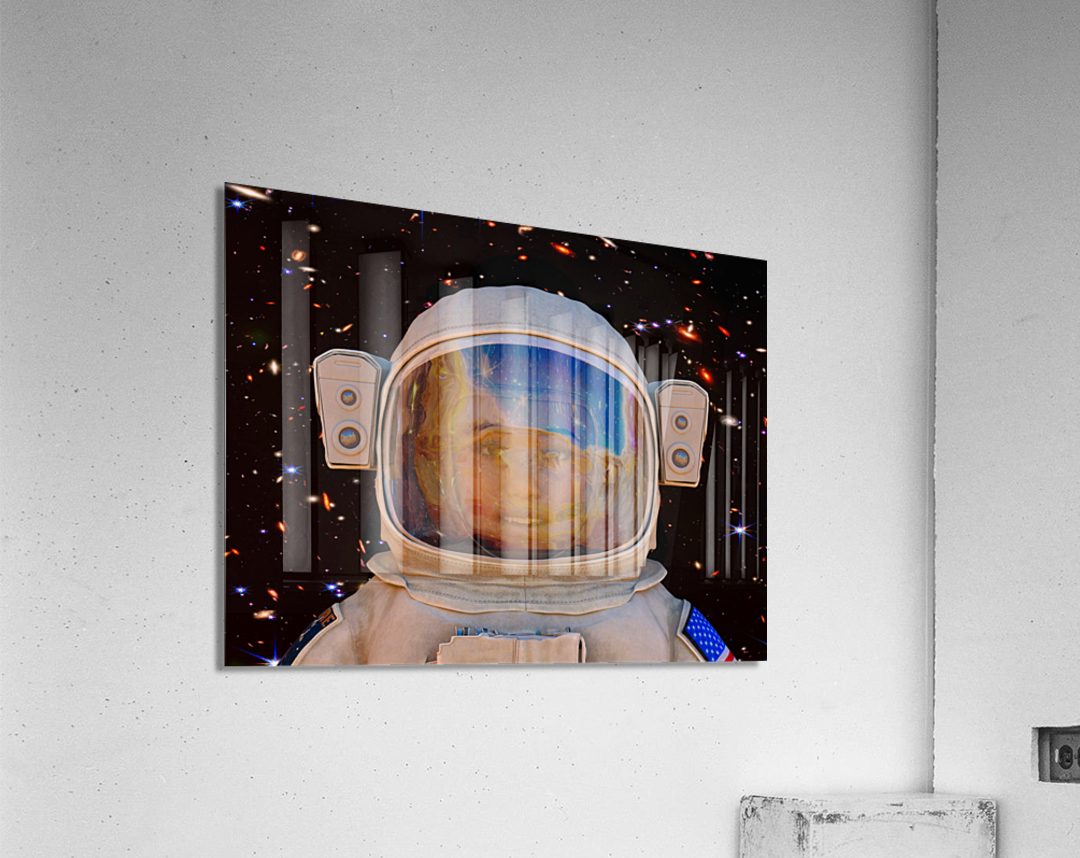 Female Space Explorer witnesses the Carina Nebula as seen by the James Webb Telescope Acrylic Print