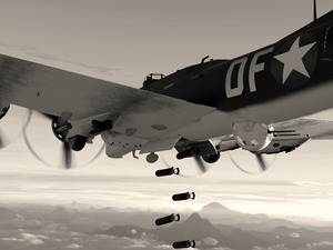 Boeing B-17 Flying Fortress Bomb Drop BW