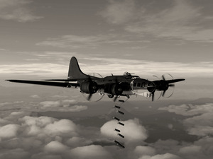 Boeing B-17 Flying Fortress Bomb Drop 2 BW