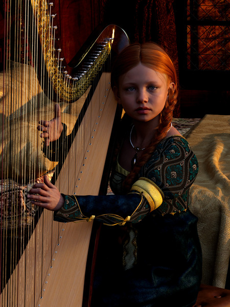 Serenade of the Celtic Harpist   Print