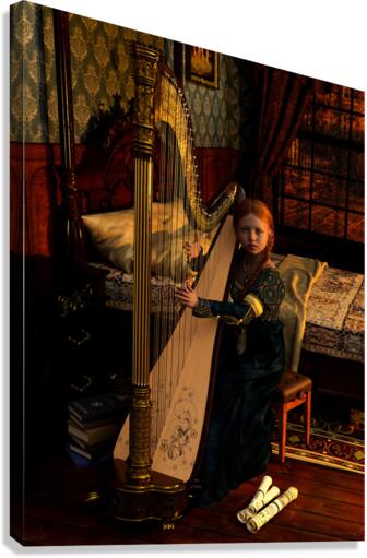 Serenade of the Clarsach Celtic Harpist   Canvas Print