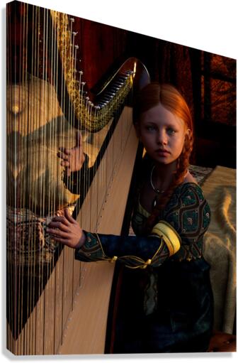 Serenade of the Celtic Harpist   Canvas Print