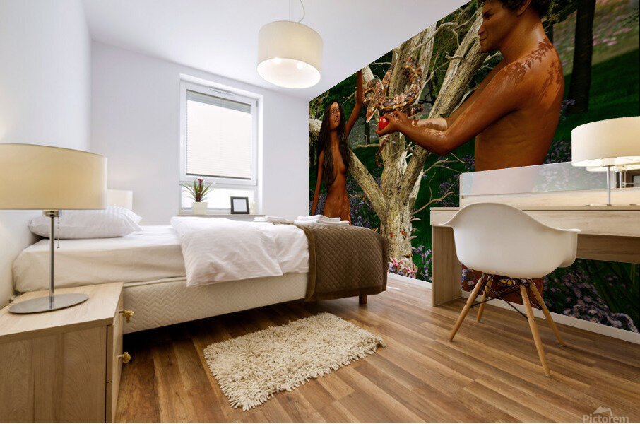 Adam and Eve in the garden of Eden - Vasikela Kung Tribe 108MP Mural print