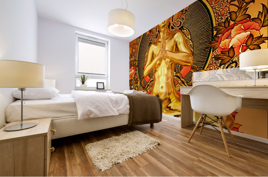 The Buddhista in Gold with gifts - goddess of transcendental wisdom Mural print