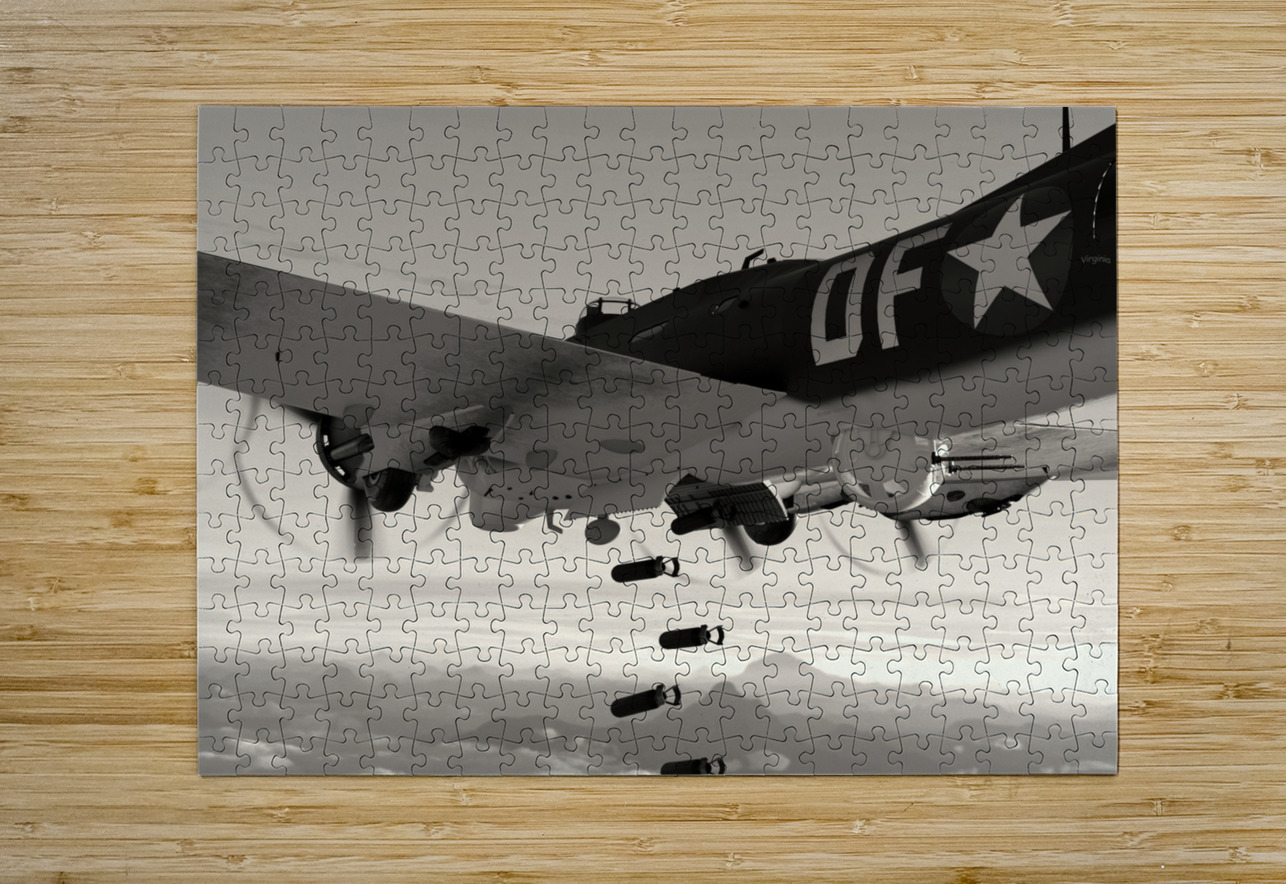 Boeing B-17 Flying Fortress Bomb Drop BW Kevin Michael VerKamp Puzzle printing