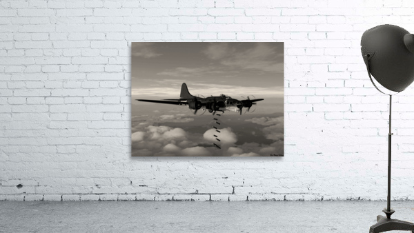 Boeing B-17 Flying Fortress Bomb Drop 2 BW Wall Preview