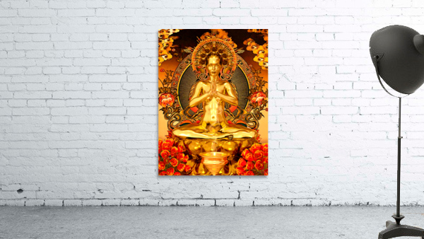 The Buddhista in Gold with gifts - goddess of transcendental wisdom by Kevin Michael VerKamp
