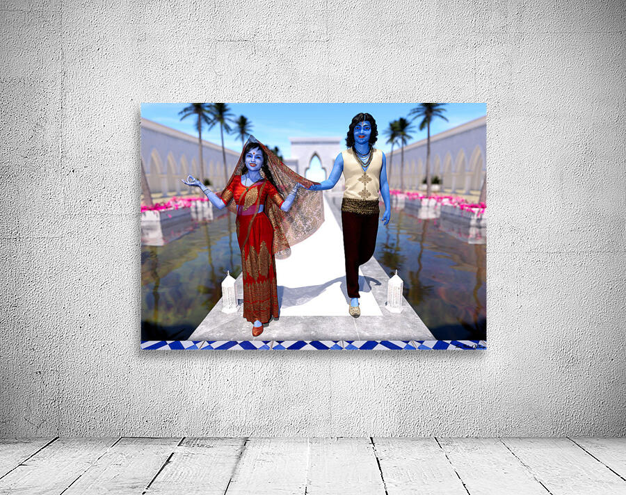 Krishna and Radha entering the temple Wall Preview