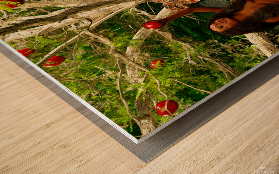 Adam and Eve in the garden of Eden - Vasikela Kung Tribe 108MP Wood print