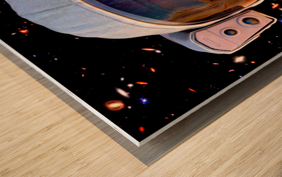 Female Space Explorer witnesses the Carina Nebula as seen by the James Webb Telescope Wood print